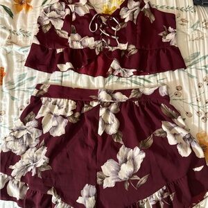 Charlotte Russe Burgundy Floral Shorts